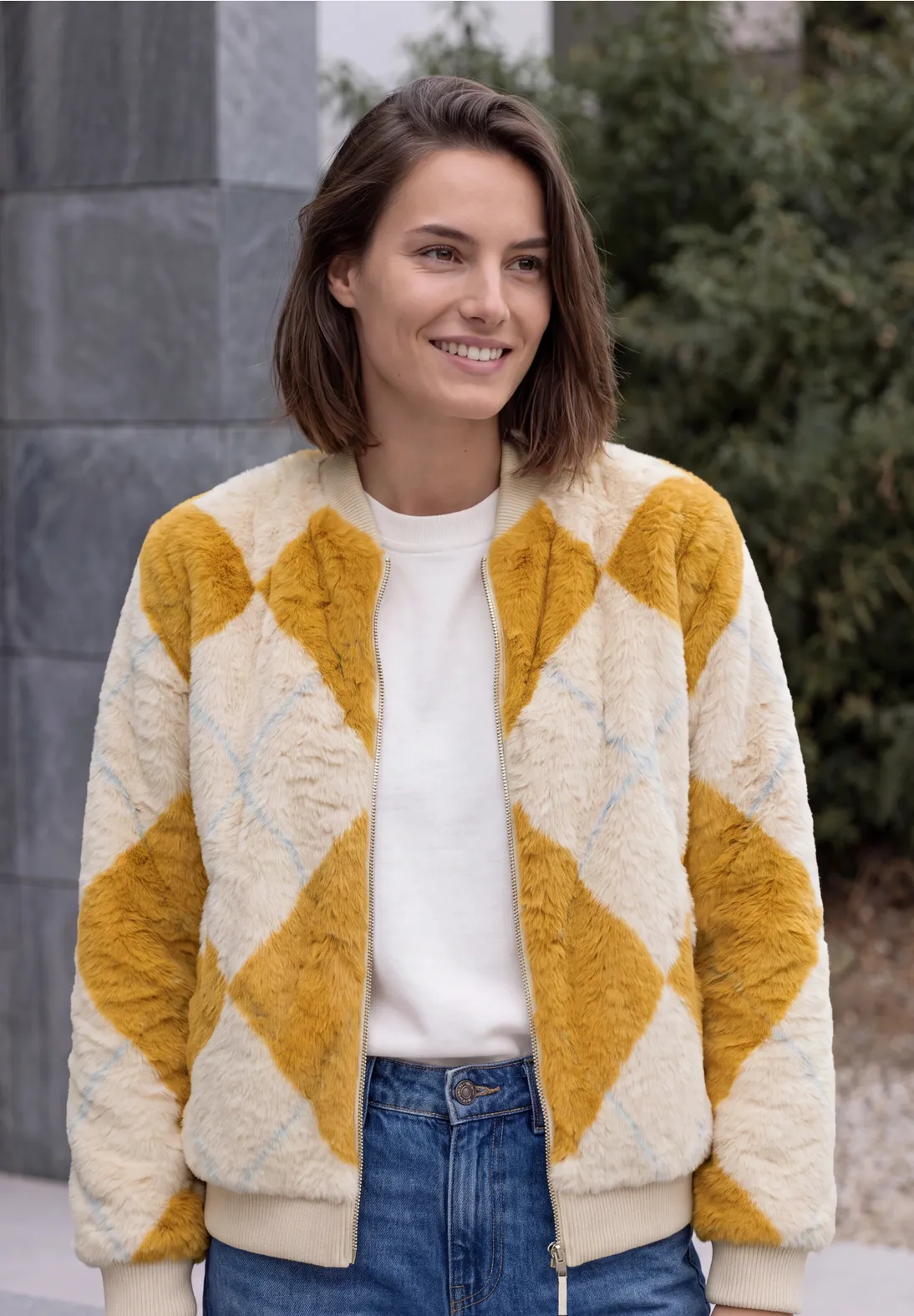 Cecil Blouson Argyle Pattern - Golden Honey