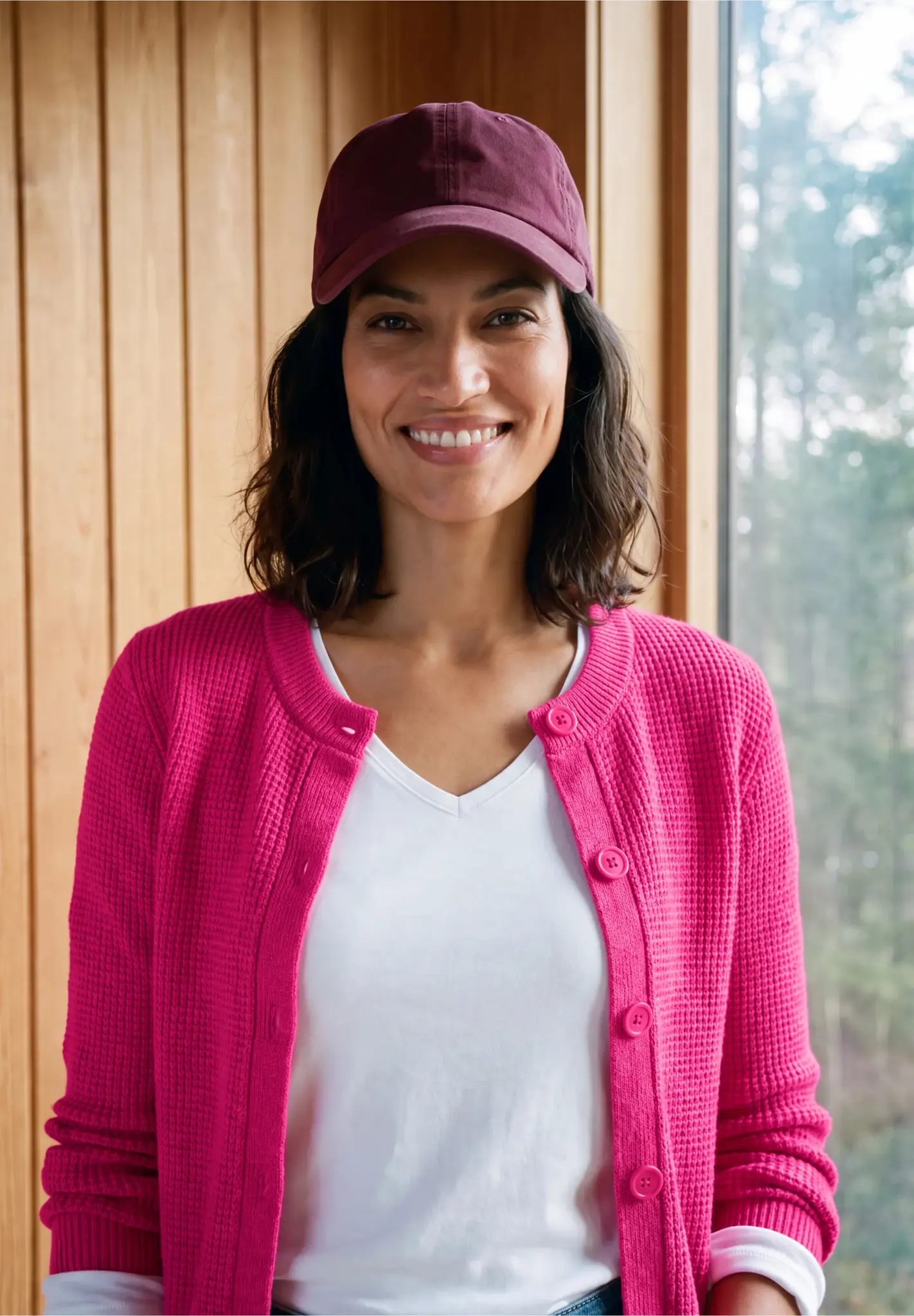 Cecil Vest met Knoopsluiting - Pink Flash Melange