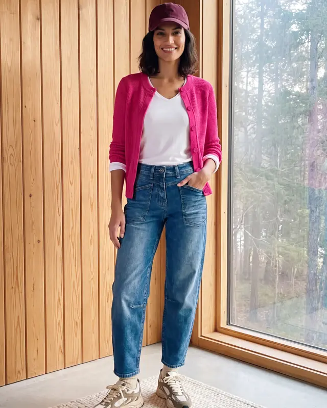 Cecil Vest met Knoopsluiting - Pink Flash Melange