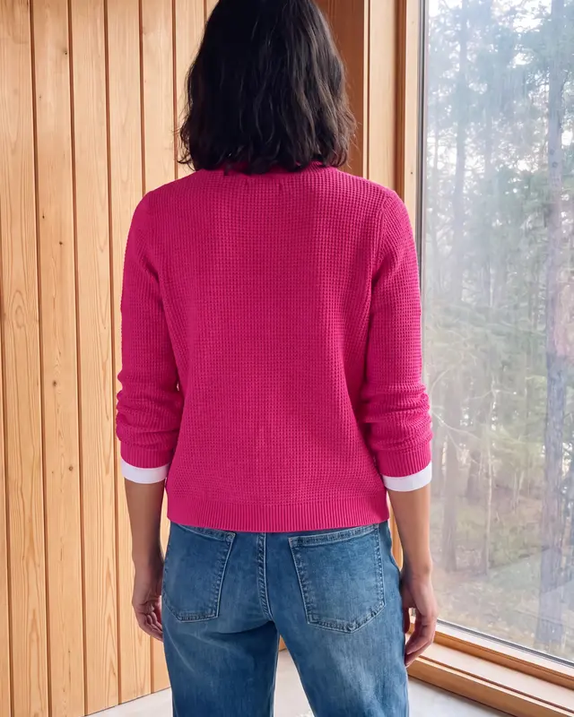 Cecil Cardigan with Button Closure - Pink Flash Melange