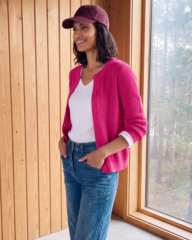 Cecil Cardigan with Button Closure - Pink Flash Melange