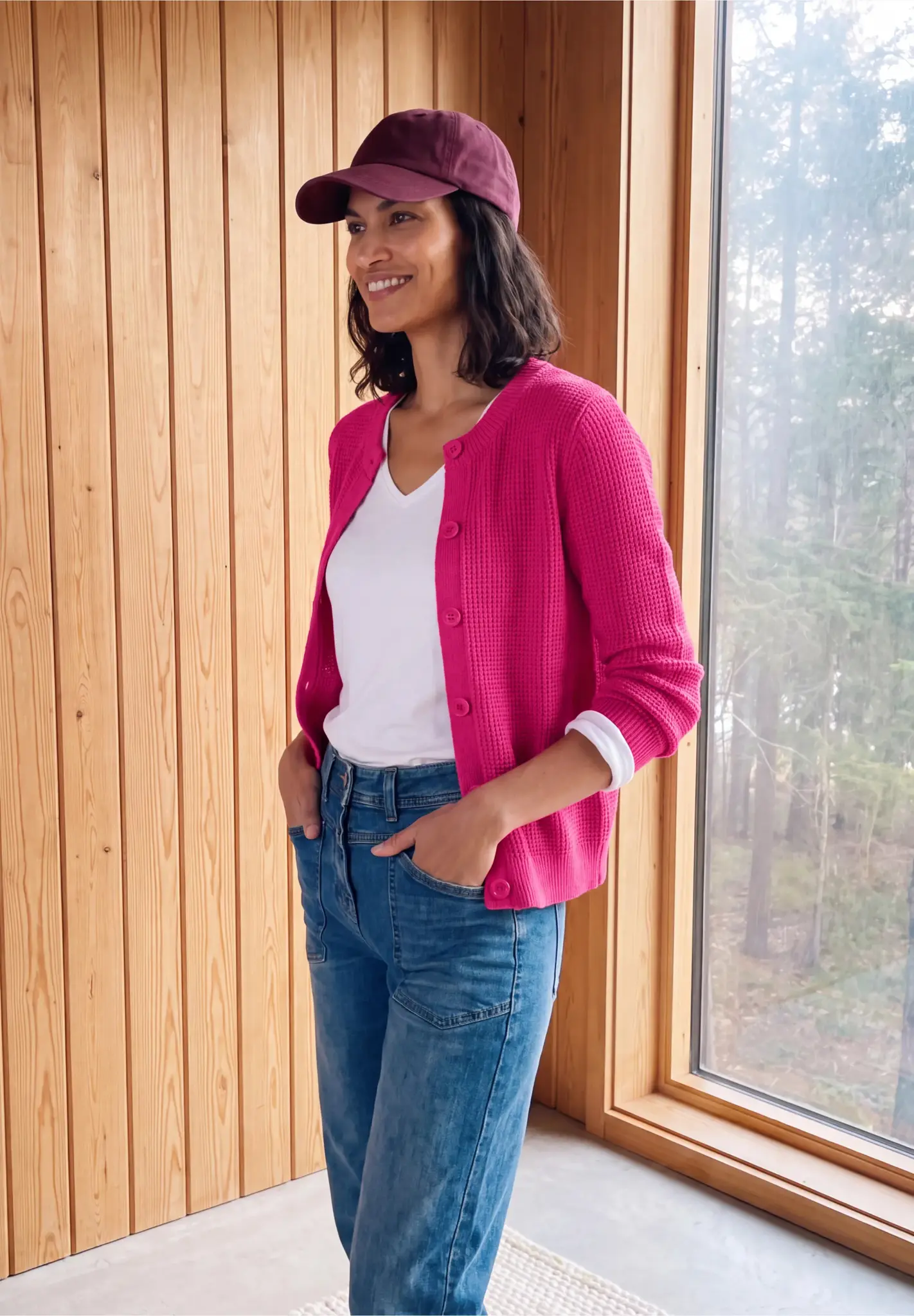 Cecil Cardigan mit Knopfleiste - Pink Flash Melange