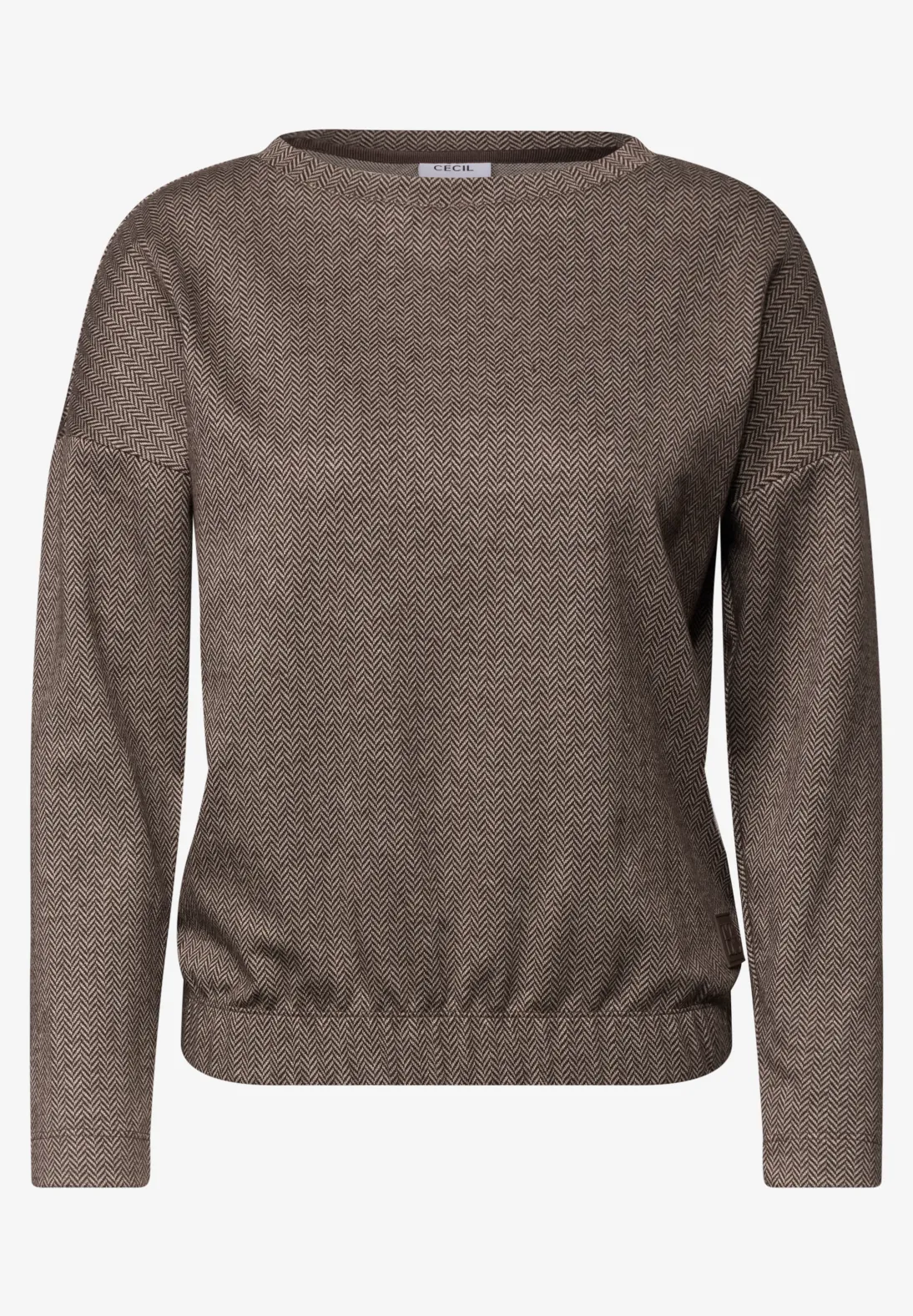 Cecil Longsleeve with Herringbone Pattern - Truffle Brown