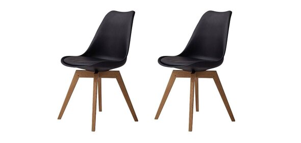 Bess Eetkamerstoel 2 stuks Zwart/Eiken Tenzo Bess Eetkamerstoel 2 stuks Zwart/Eiken