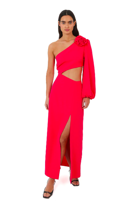 laagam pink dress Aria Pink Striped Midi Dress