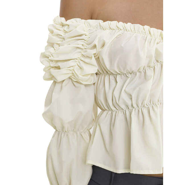 Laagam Sadie Ruched Blouse Ecru