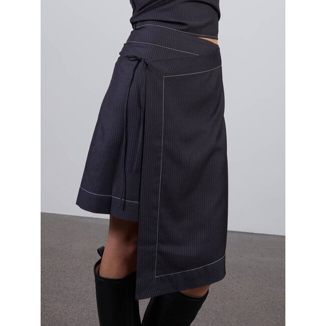 Hosbjerg Larissa Pinstripe Skirt Dark Grey