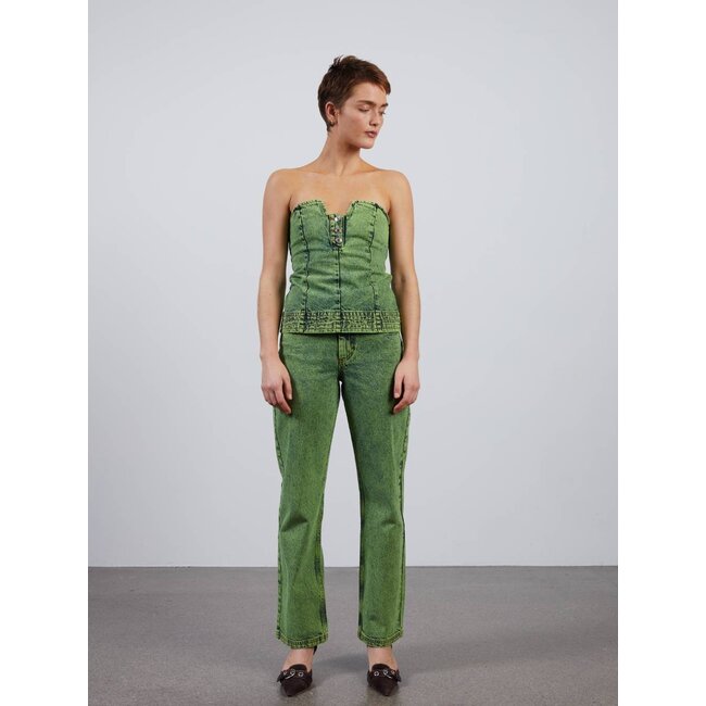 Hosbjerg Leah Acid Denim Pants Lime Green