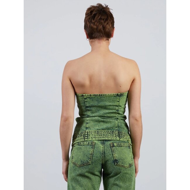 Hosbjerg Leah Acid Denim Top Lime Green