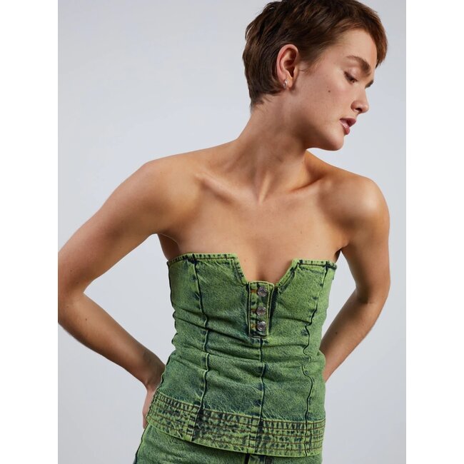 Hosbjerg Leah Acid Denim Top Lime Green