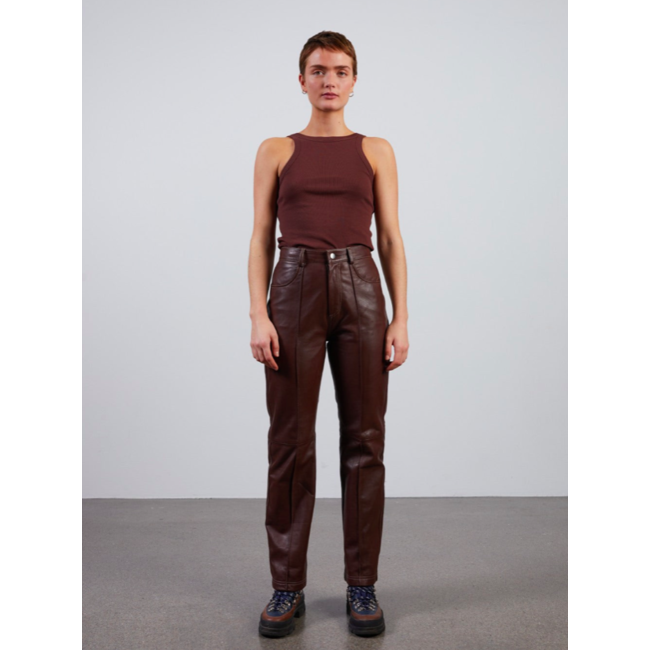 Hosbjerg Layla Leather Pants Bitter Chocolate