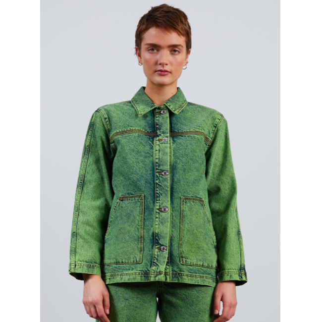 Hosbjerg Leah Acid Denim Jacket Lime Green