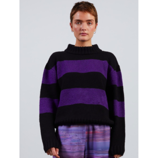 Hosbjerg Lotti Stripe Knit Sweater Black / Purple