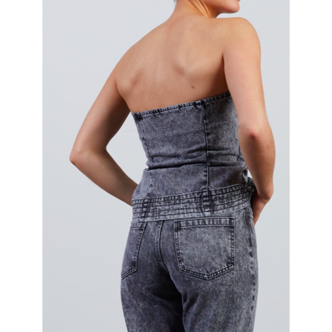 Hosbjerg Leah Acid Denim Top Stone Black