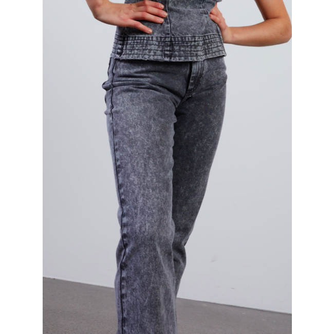 Hosbjerg Leah Acid Denim Pants Stone Black