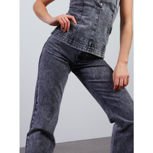 Hosbjerg Leah Acid Denim Pants Stone Black