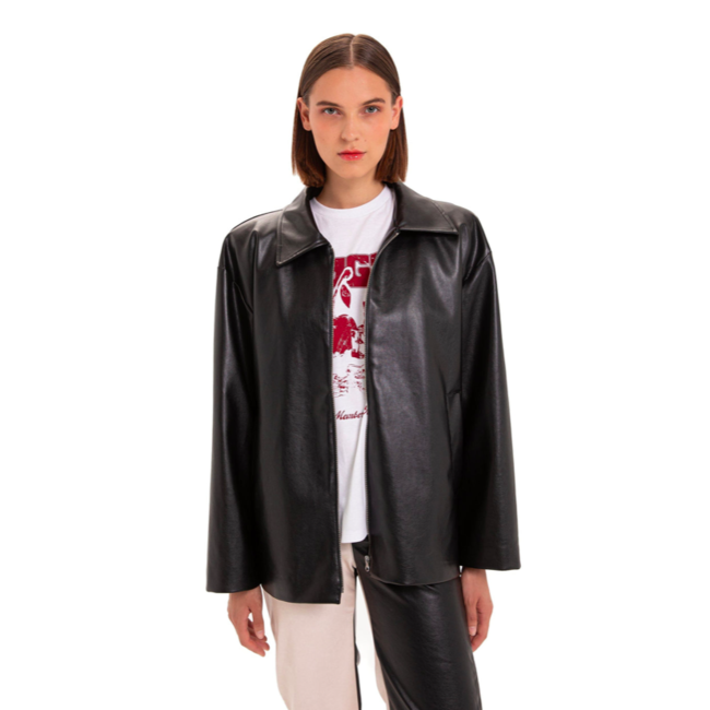 Laagam Motley Faux Leather Jacket