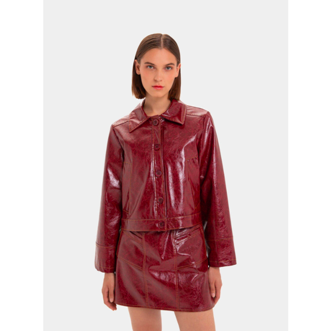 Laagam Frankie Faux Leather Skirt Burgundy