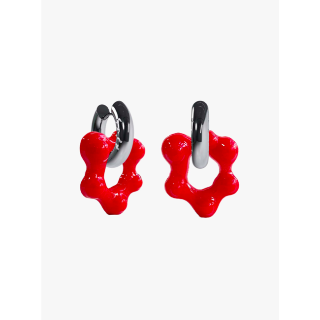 Felt Atelier Oyo Red Silver Earring (pair)