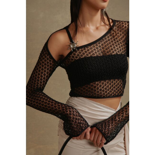 House of Sunny Sun Dial Knit Top Onyx