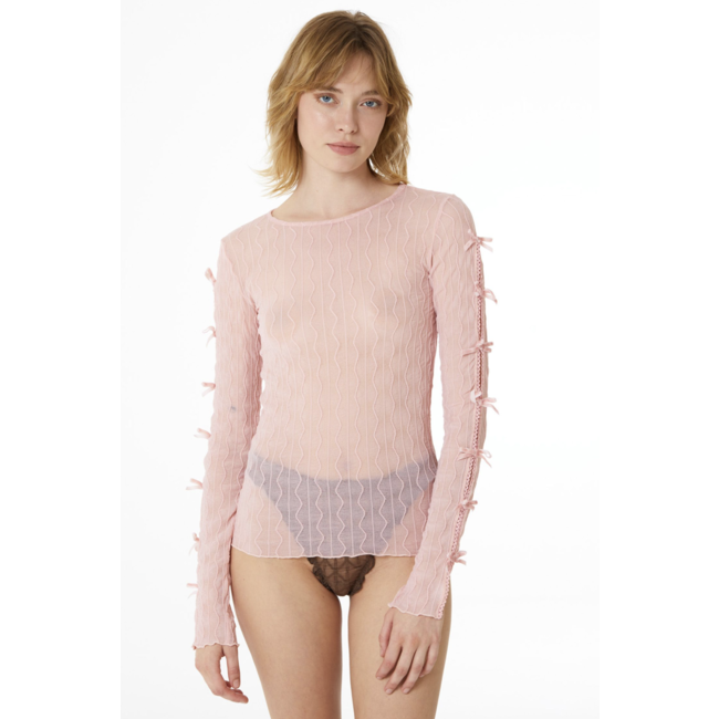 Find Me Now Ross Bow Mockneck Top Icy Pink