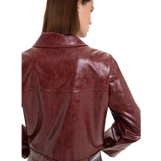 Laagam Alexa Faux Leather Jacket Burgundy