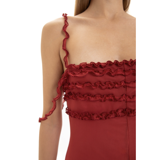 Laagam Arabella Rufled Dress Red