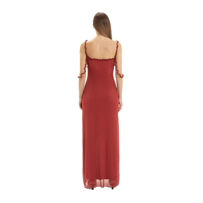Laagam Arabella Rufled Dress Red