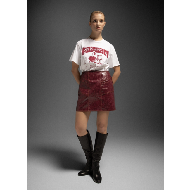 Laagam Frankie Faux Leather Skirt Burgundy