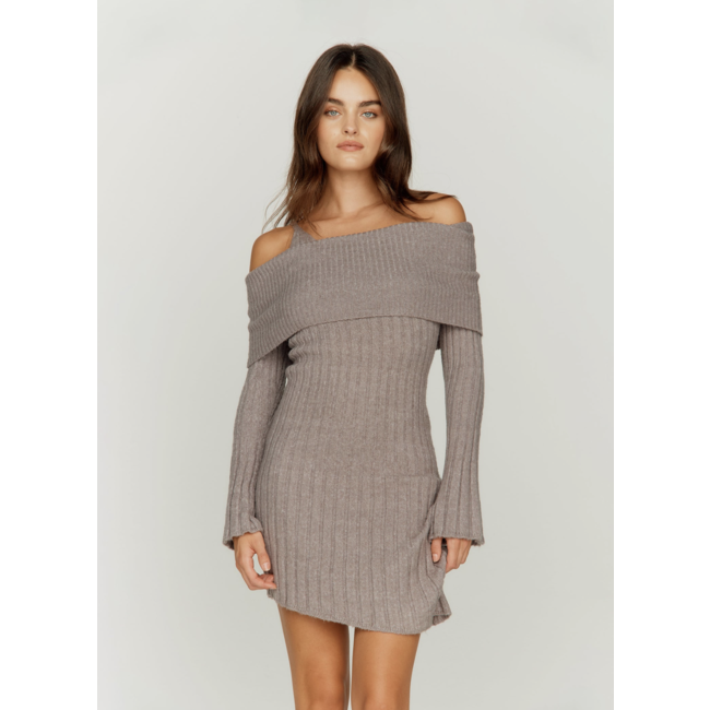 House of Sunny Chunky Rib Dress School Grey