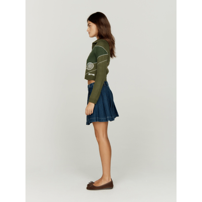 House of Sunny Fade Pleat Skirt Blue Rinse