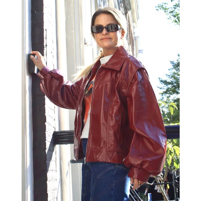 Laagam Cupido Faux Leather Jacket Red