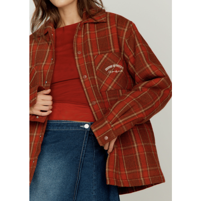 House of Sunny Heavy Weight Plaid Overshirt Red