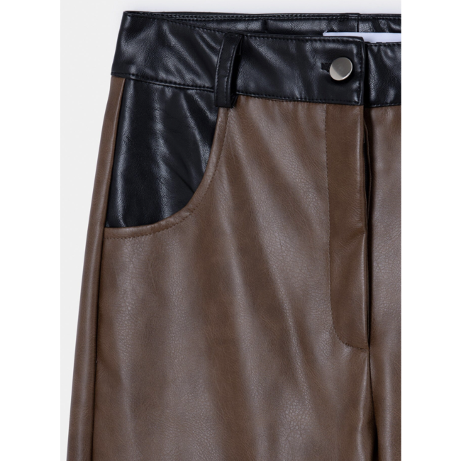 Laagam Buffalo Faux Leather Pants Brown