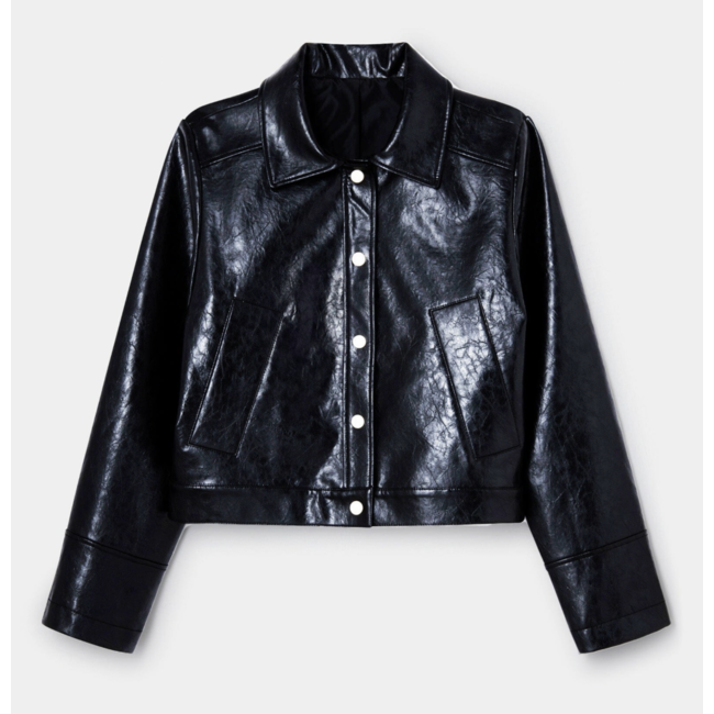 Laagam Lena Faux Leather Jacket Black