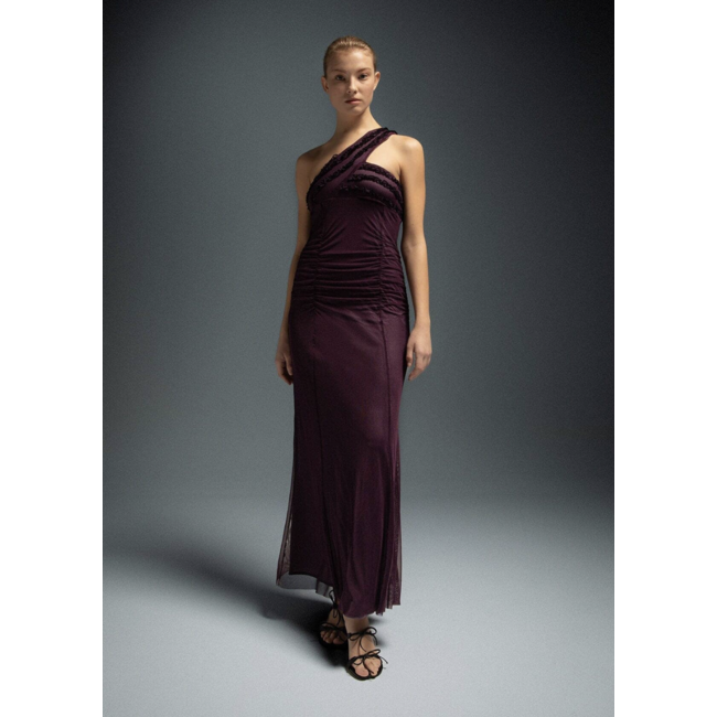 Laagam Charlotte Ruffled Dress Plum