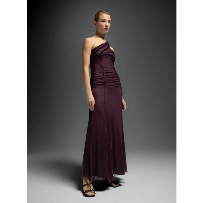 Laagam Charlotte Ruffled Dress Plum