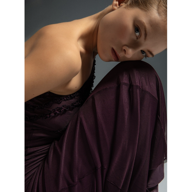 Laagam Charlotte Ruffled Dress Plum