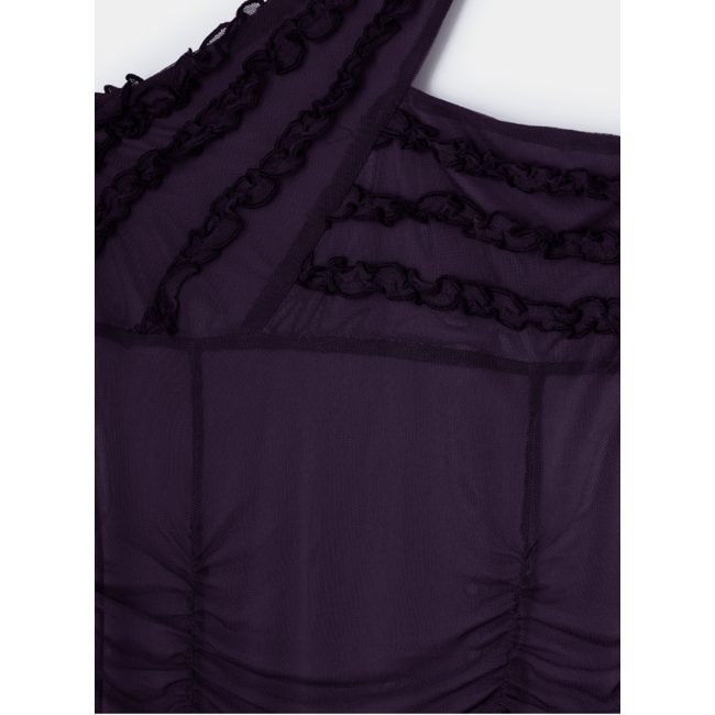 Laagam Charlotte Ruffled Dress Plum