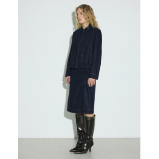 Hosbjerg Rasmine Skirt Dark Blue Pinstripe