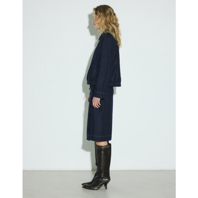 Hosbjerg Rasmine Skirt Dark Blue Pinstripe