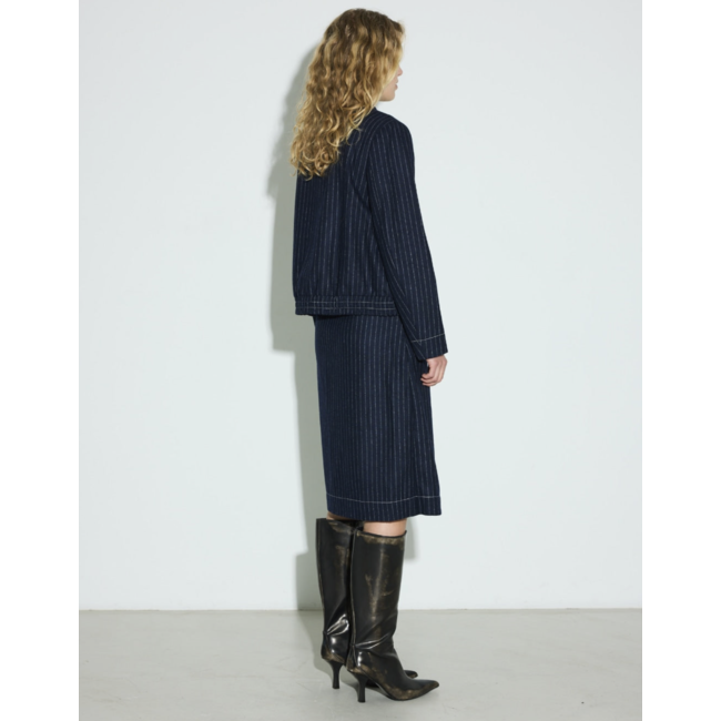 Hosbjerg Rasmine Skirt Dark Blue Pinstripe