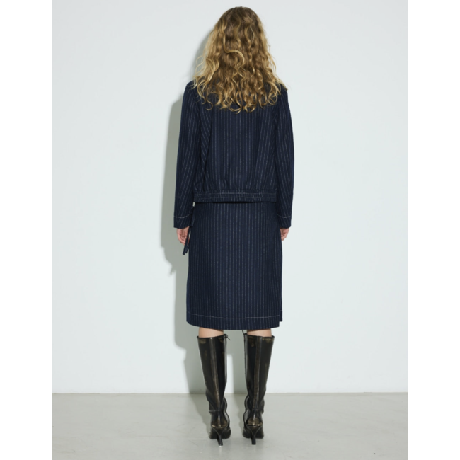 Hosbjerg Rasmine Skirt Dark Blue Pinstripe