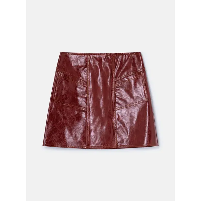 Laagam Frankie Faux Leather Skirt Burgundy