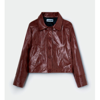 Laagam Alexa Faux Leather Jacket Burgundy