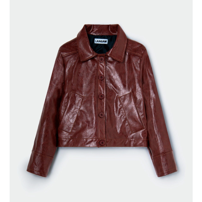 Laagam Alexa Faux Leather Jacket Burgundy