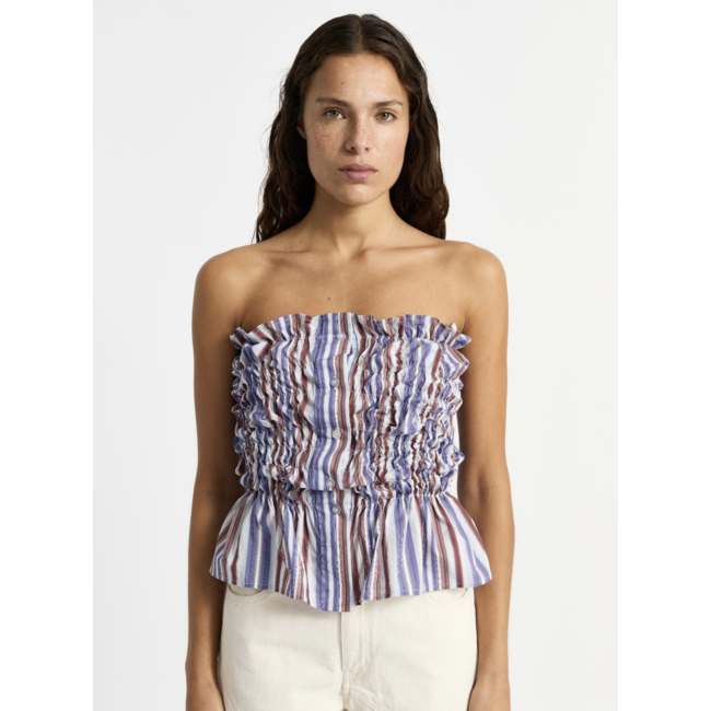 Laagam Susan Striped Rushed Top