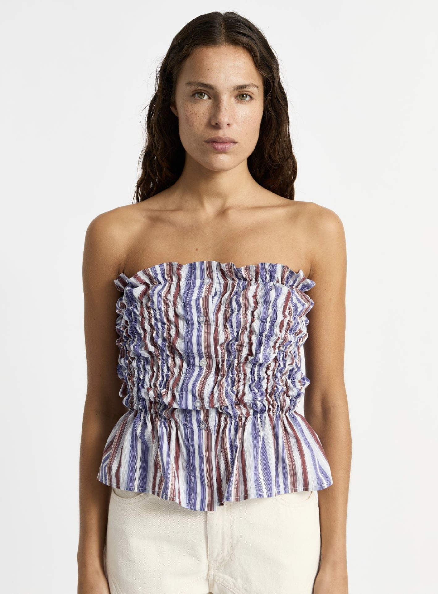 Susan Striped Rushed Top - Muze the Store