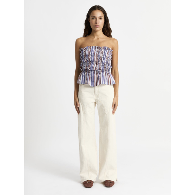 Laagam Susan Striped Rushed Top