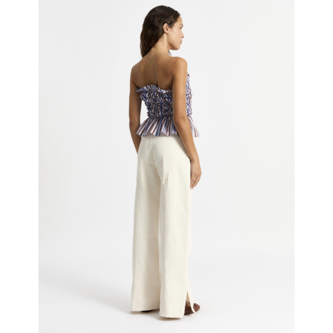 Laagam Susan Striped Rushed Top